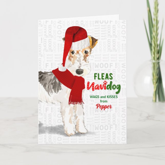 Tarjeta Festiva de los Navidades de Dog Wire Haired Fox Terrier (Anverso)