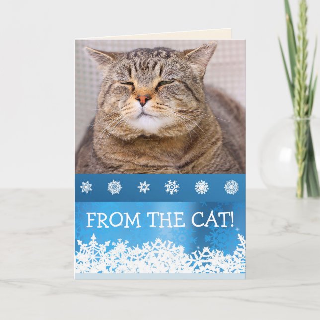 Tarjeta Festiva DE los Navidades de los Personalizados CAT Meowy (Anverso)