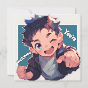 Tarjeta Festiva De Nada Chico Anime