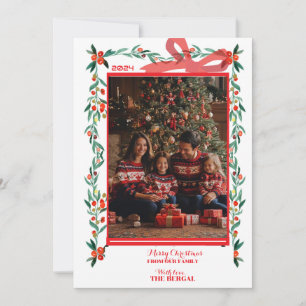 Tarjeta Festiva de Navidad Border Ribbon Bow