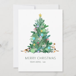 Tarjeta festiva de Navidad con árbol en collage