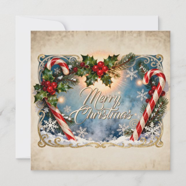 Tarjeta festiva de Navidad con brillo (Anverso)