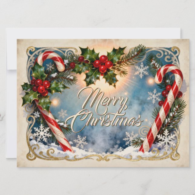 Tarjeta festiva de Navidad con brillo (Anverso)