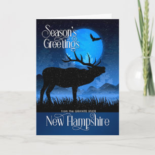 Tarjeta Festiva de New Hampshire Season's Greetings Moose