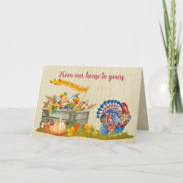 Tarjeta Festiva De Nuestra Casa A La Tuya - Feliz Día De Gracias