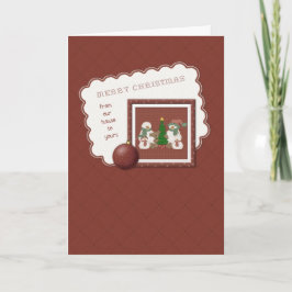 Tarjeta Festiva De nuestra casa - familia de los muñecos de nieve