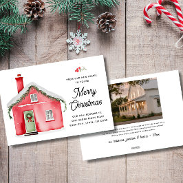 Tarjeta Festiva De nuestra nueva casa a su feliz foto navideña