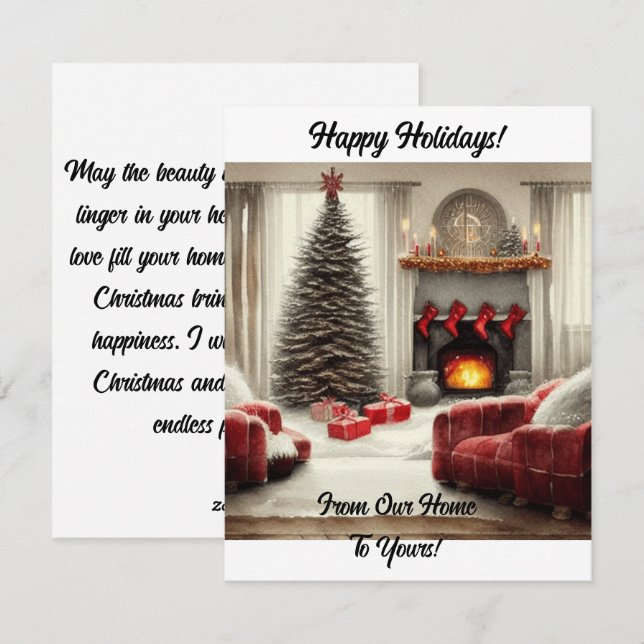 Tarjeta Festiva De Nuestro Hogar A Los Tuyos (Anverso / Reverso)