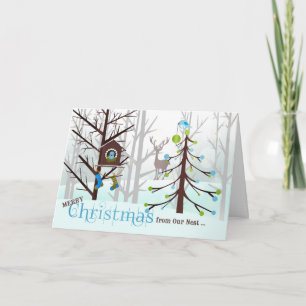 Tarjeta Festiva de Nuestro Nido a sus Navidades Bluebirds