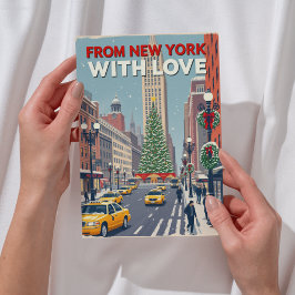 Tarjeta Festiva De Nueva York con Navidades de Love Vintage Retro