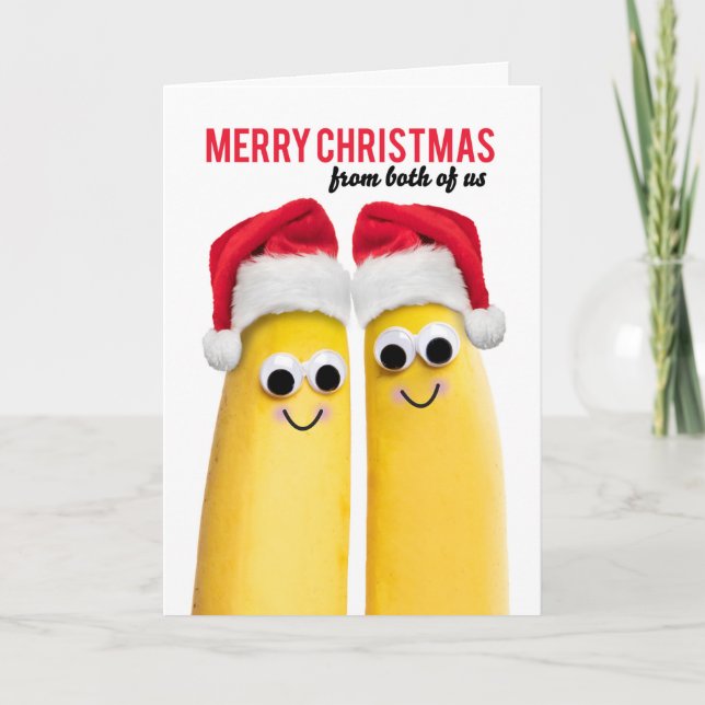 Tarjeta Festiva De parte de ambos felices Fiestas divertidas Banan (Anverso)