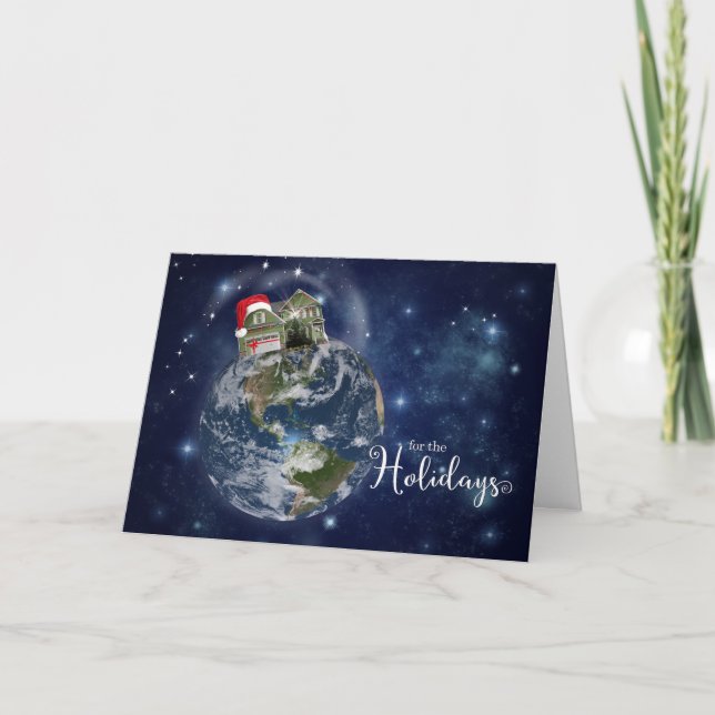 Tarjeta Festiva de Real Estate Office - Hogar para Vacaciones (Anverso)
