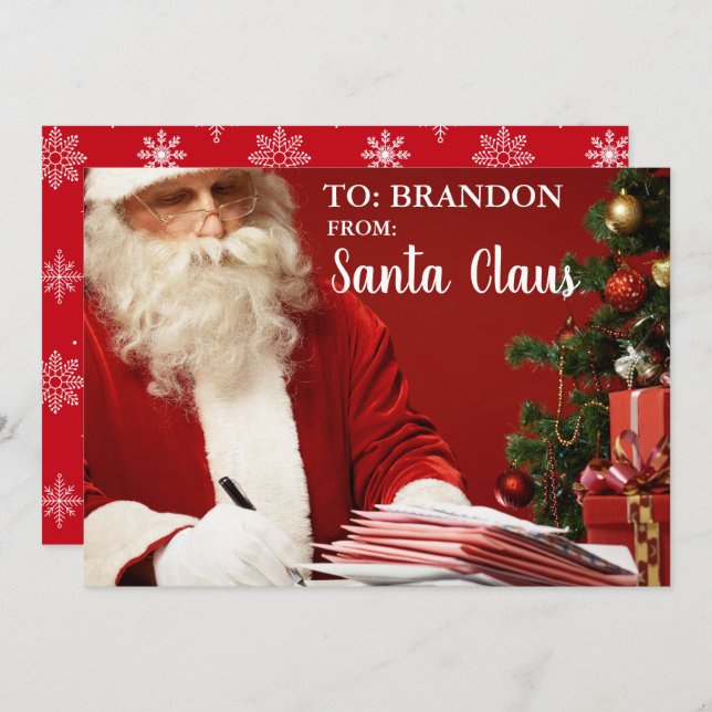 Tarjeta Festiva De Santa Claus AÑADE NOMBRE Personalizado SF (Anverso / Reverso)