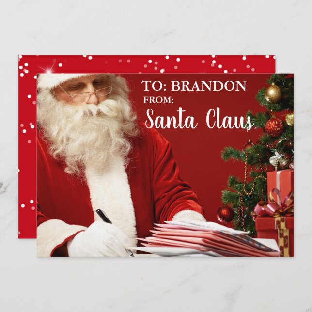 Tarjeta Festiva De Santa Claus AÑADIR NOMBRE Personalizado S (Anverso / Reverso)