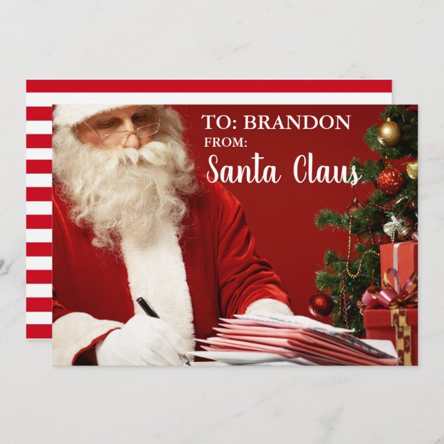 Tarjeta Festiva De Santa Claus AÑADIR NOMBRE Personalizado St (Anverso / Reverso)