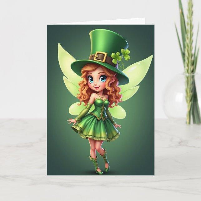 Tarjeta Festiva de Sprite Afortunada (Anverso)