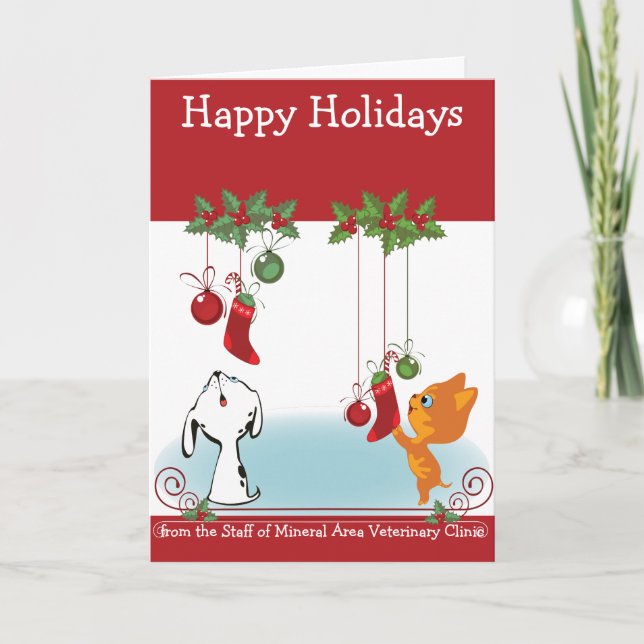 Tarjeta Festiva De sus Mascotas de felicitaciones de feriado de la (Anverso)