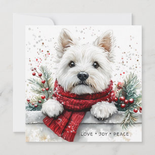 Tarjeta festiva de vacaciones de Westie Dog Cute