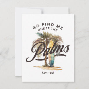 Tarjeta Festiva Debajo De Las Palmeras - Surfboard