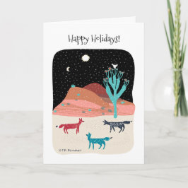 Tarjeta Festiva Debajo de una luna creciente + estrella brillante,