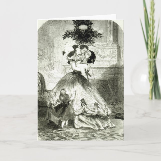 Tarjeta Festiva Debajo del Mistletoe' (Anverso)