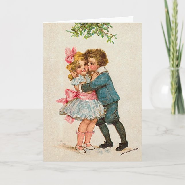 Tarjeta Festiva Debajo del Mistletoe (Anverso)