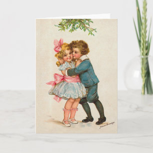 Tarjeta Festiva Debajo del Mistletoe