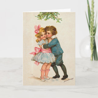 Tarjeta Festiva Debajo del Mistletoe