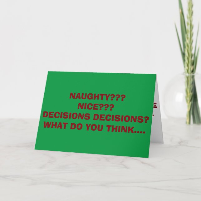 TARJETA FESTIVA ¡DECIDIR-NOCHE O AGRADABLE=ENTONCES MISTLETO PARA  (Anverso)