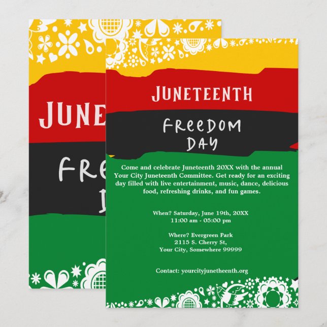 Tarjeta Festiva Decimoctava celebración del Día de la Libertad en  (Anverso / Reverso)