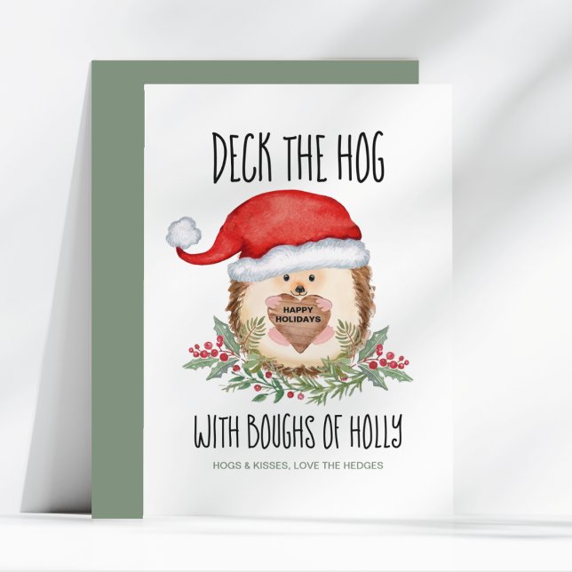 Tarjeta Festiva Deck los Navidades de Hog Hedgehog Santa Holly (Subido por el creador)