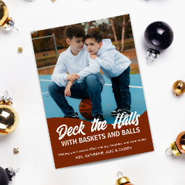 Tarjeta Festiva Deck the Halls Basketball Multi Photo