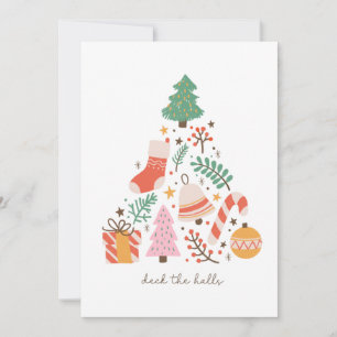 Tarjeta Festiva Deck The Halls Christmas Tree