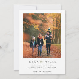 Tarjeta Festiva Deck the Halls Family Photo Navidades