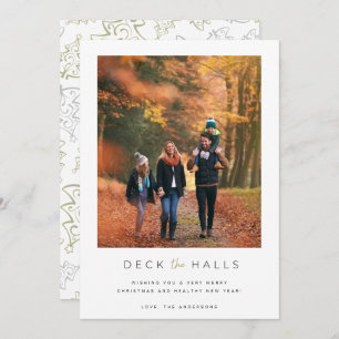 Tarjeta Festiva Deck the Halls Family Photo Navidades