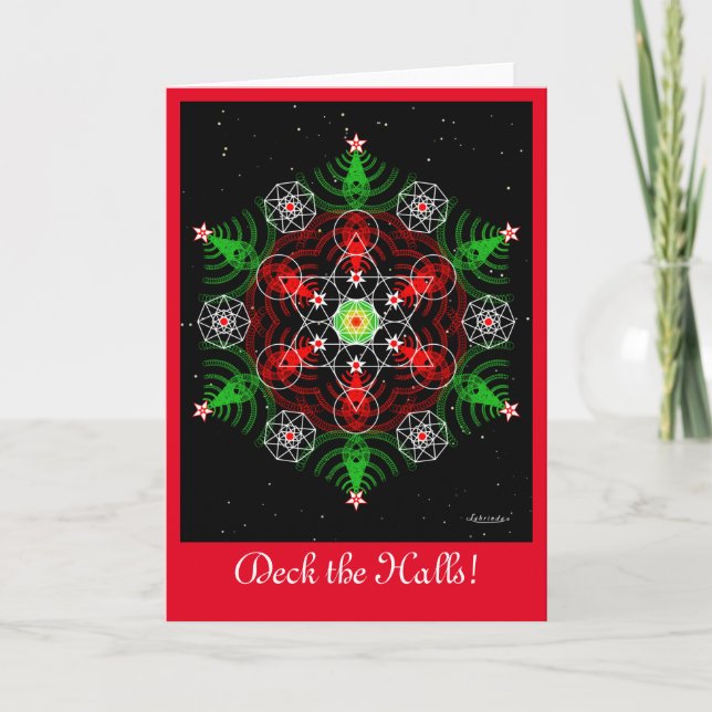 Tarjeta Festiva Deck the Halls Holiday Card (Anverso)