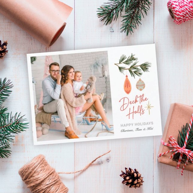 Tarjeta Festiva Deck the Halls Photo Holiday Card (Subido por el creador)