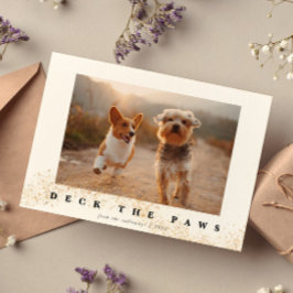 Tarjeta Festiva Deck The Paws Cute Mascota Photo Navidades
