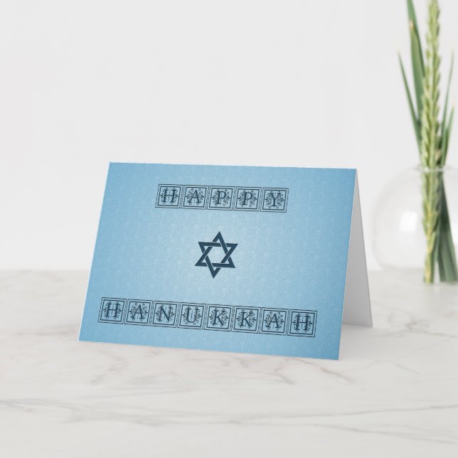 Tarjeta Festiva Deco grabado Hanukkah (Anverso)