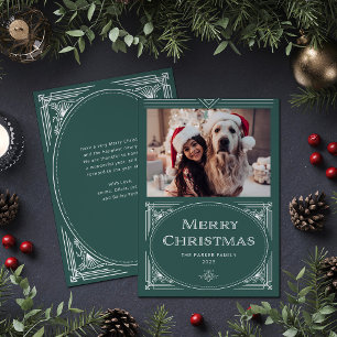 Tarjeta Festiva Deco moderno Elegante verde con foto
