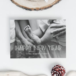 Tarjeta Festiva Decoción de arte retro Feliz año nuevo