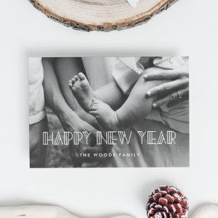 Tarjeta Festiva Decoción de arte retro Feliz año nuevo