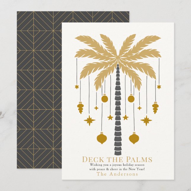 Tarjeta Festiva Decoler los palmeras de los Navidades adornados co (Anverso / Reverso)