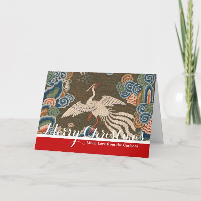 Tarjeta Festiva Decoración antigua china de aves (Anverso)