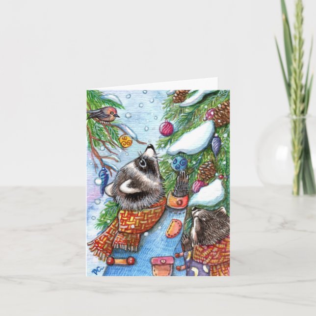 Tarjeta Festiva Decoración de árboles (Anverso)