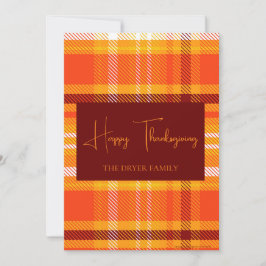 Tarjeta Festiva Decoración de Hogar de Cuadro Escocés de Otoño Cen