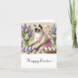 Tarjeta Festiva Decoración de Pascua para Gato Mamá