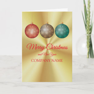 Tarjeta Festiva Decoraciones de Año Nuevo con fondo dorado