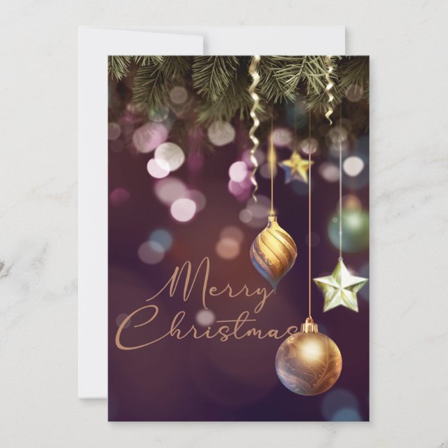 Tarjeta Festiva Decoraciones de Ruby Merry navideñas antiguas (Anverso)