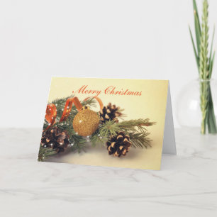 Tarjeta Festiva Decoraciones estilo retro navideño